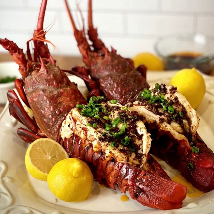 Spiny Lobster with Cajun Garlic Butter Sauce