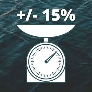 Up to 15% possible weight overage for "Halibut Norwegian Wild Fresh"