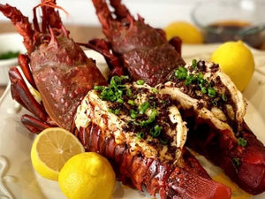 Baked California Spiny Lobster with Cajun Garlic Butter
